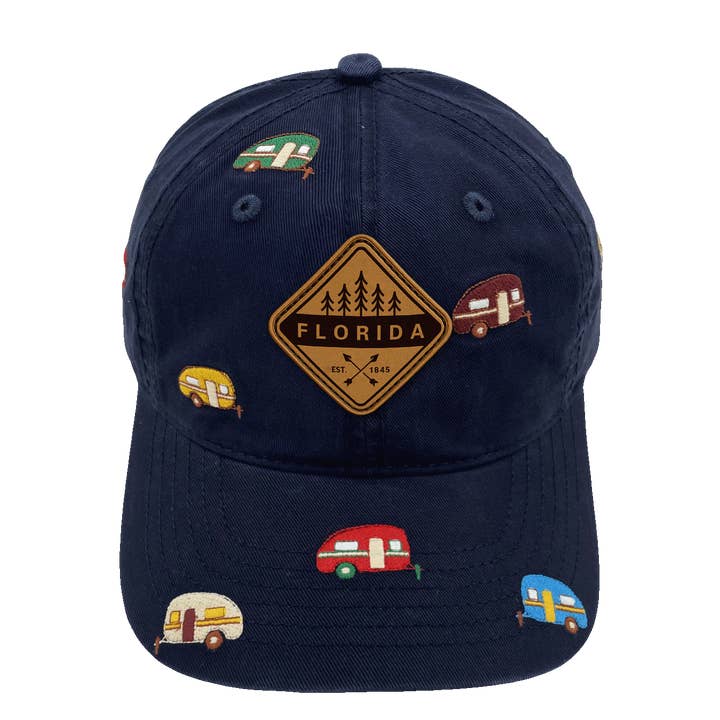Florida Camper Embroidered Baseball Cap – Outdoor Road Trip Travel Adventure Hat for wholesale by Northern Icons Creations INC