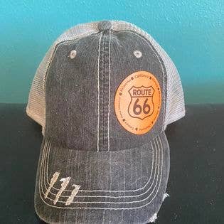DK LaserWorx - Wholesale Trucker Hat - Unisex - Route 66 Ball Cap with Laser Engraved Leather Route 66 Patch1