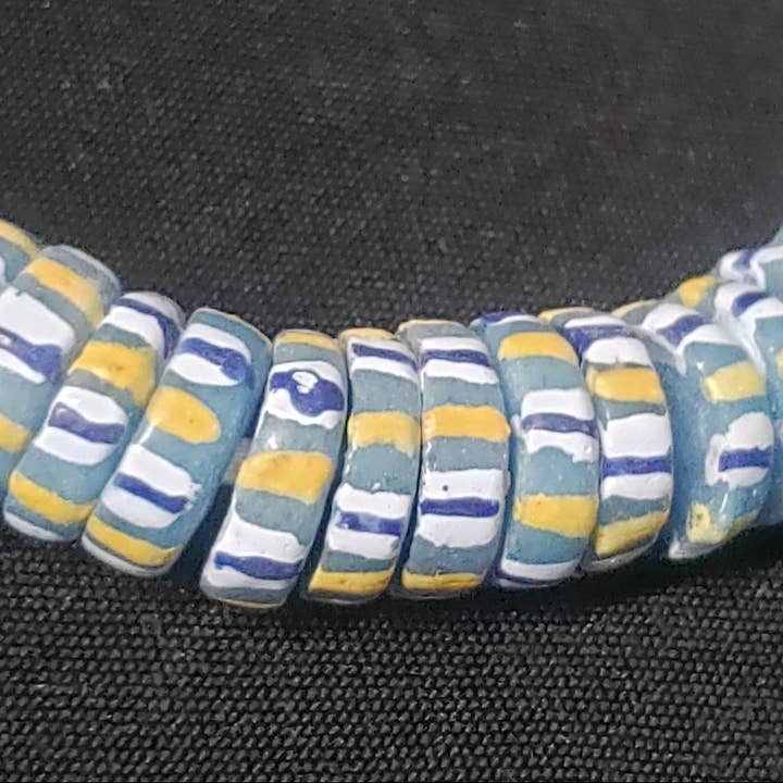 Aadampo African Beads - Wholesale Beads - African glass beads, chevron stripped spacer beads2