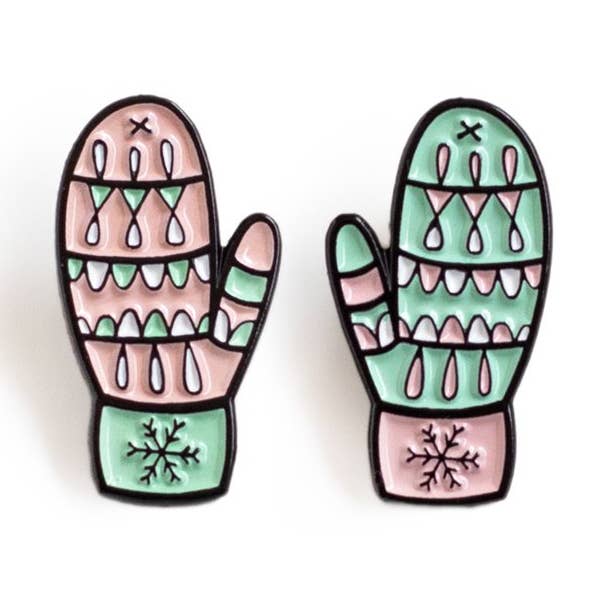Mitts Enamel Pin for wholesale by Justine Ma Design