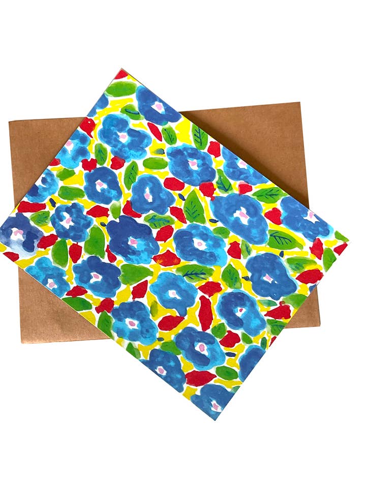 Note Cards (set of 8)- Blue Floral watercolor for wholesale by LadooLadoo