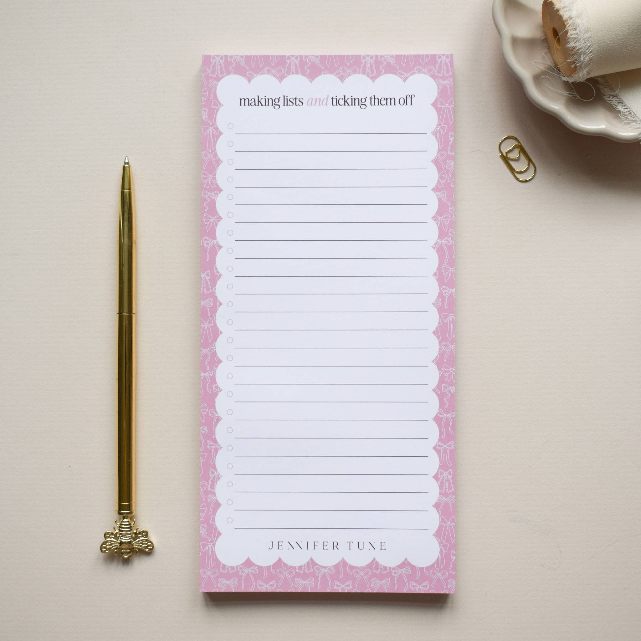 Jennifer Tune - Wholesale Notepad - Pretty Pink To Do List Pad with Bows Design1