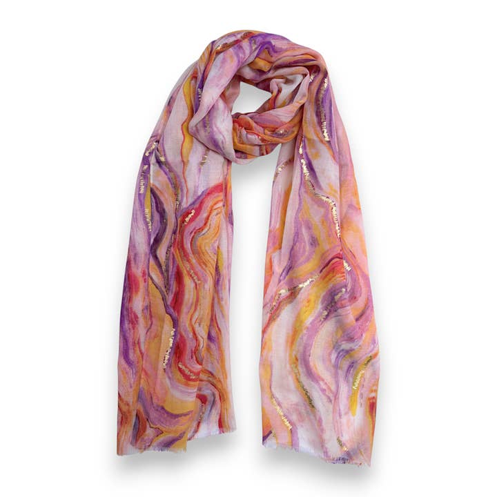 Marble Print with Gold Flakes Scarf for wholesale by Lili Scarves