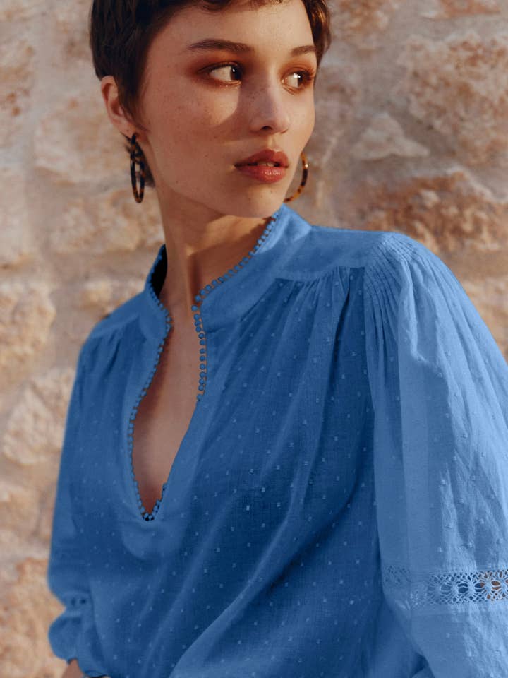 Marie Louise de Monterey - Wholesale Blouse - Women's - Luna Blouse Blue