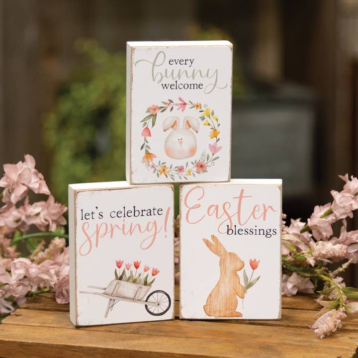 The Hearthside Collection - Wholesale Decorative Tabletop Object - Easter Blessings Mini Rectangle Block - 3 Asstd.1