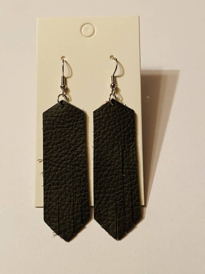 Charcoal Fringe Earrings for wholesale by K Leather Designs