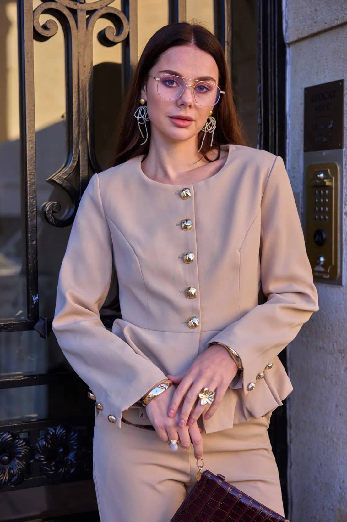 Frime - Wholesale Jacket - Women's - Peplum jacket with gold buttons - 32672