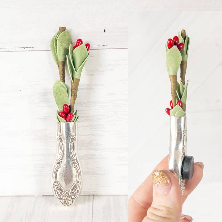Girl Ran Away With the Spoon - Wholesale Vase - Tiny Silver Vase Magnet