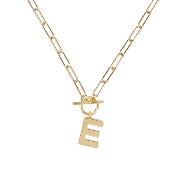 Natalie Wood Designs - Wholesale Pendant/Charm Necklace - Toggle Initial Necklace Pre-Pack, Gold10