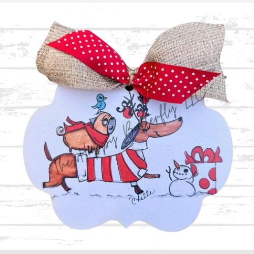 The Happy Butterfly - Wholesale Ornament - Christmas Ornament: Daschund & Friends2