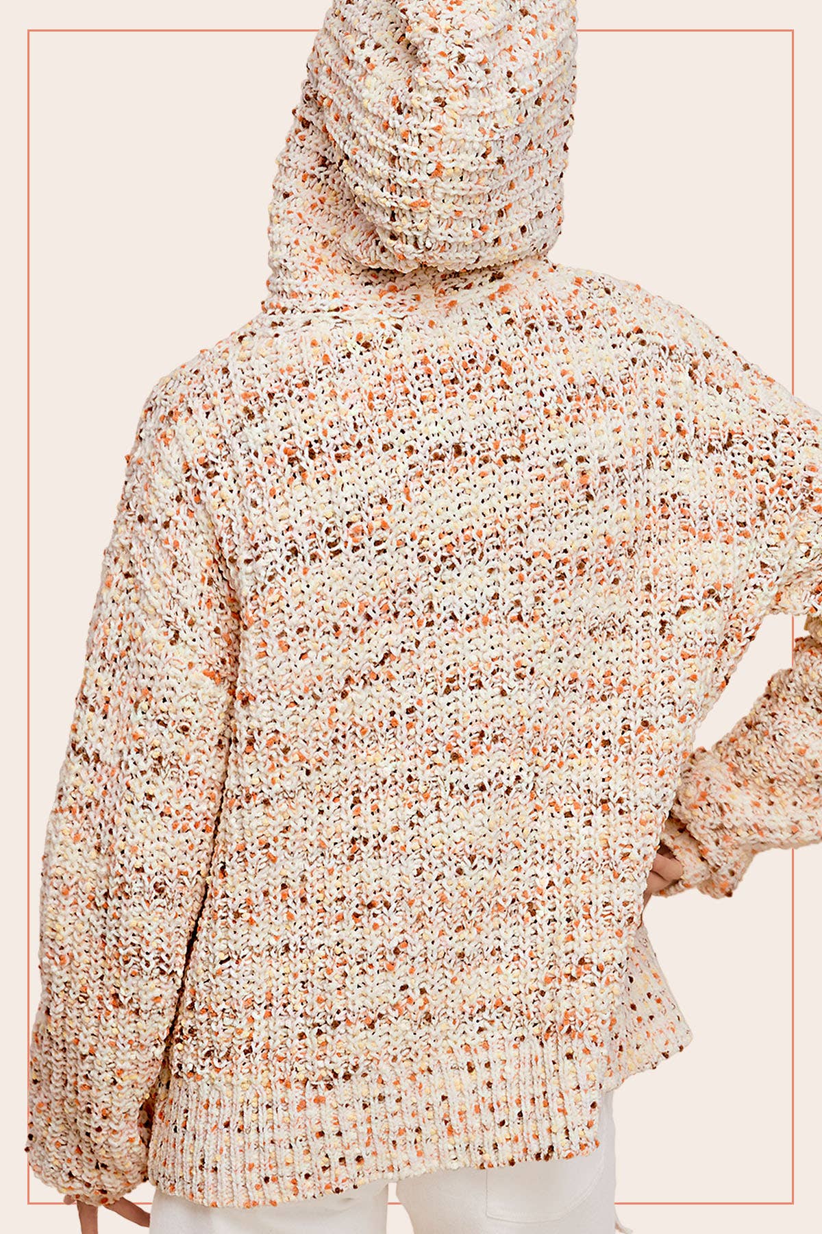 La Miel - Wholesale Hoodie - Women's - JCS3569-Multi Color Confetti Zip-Up Hoodie Sweater4