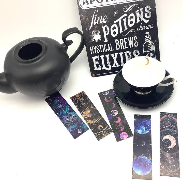 All Little Cute Things - Vente Marque-page - Thé et Marque-page avec paquet de thé français Céleste Lune Étoiles