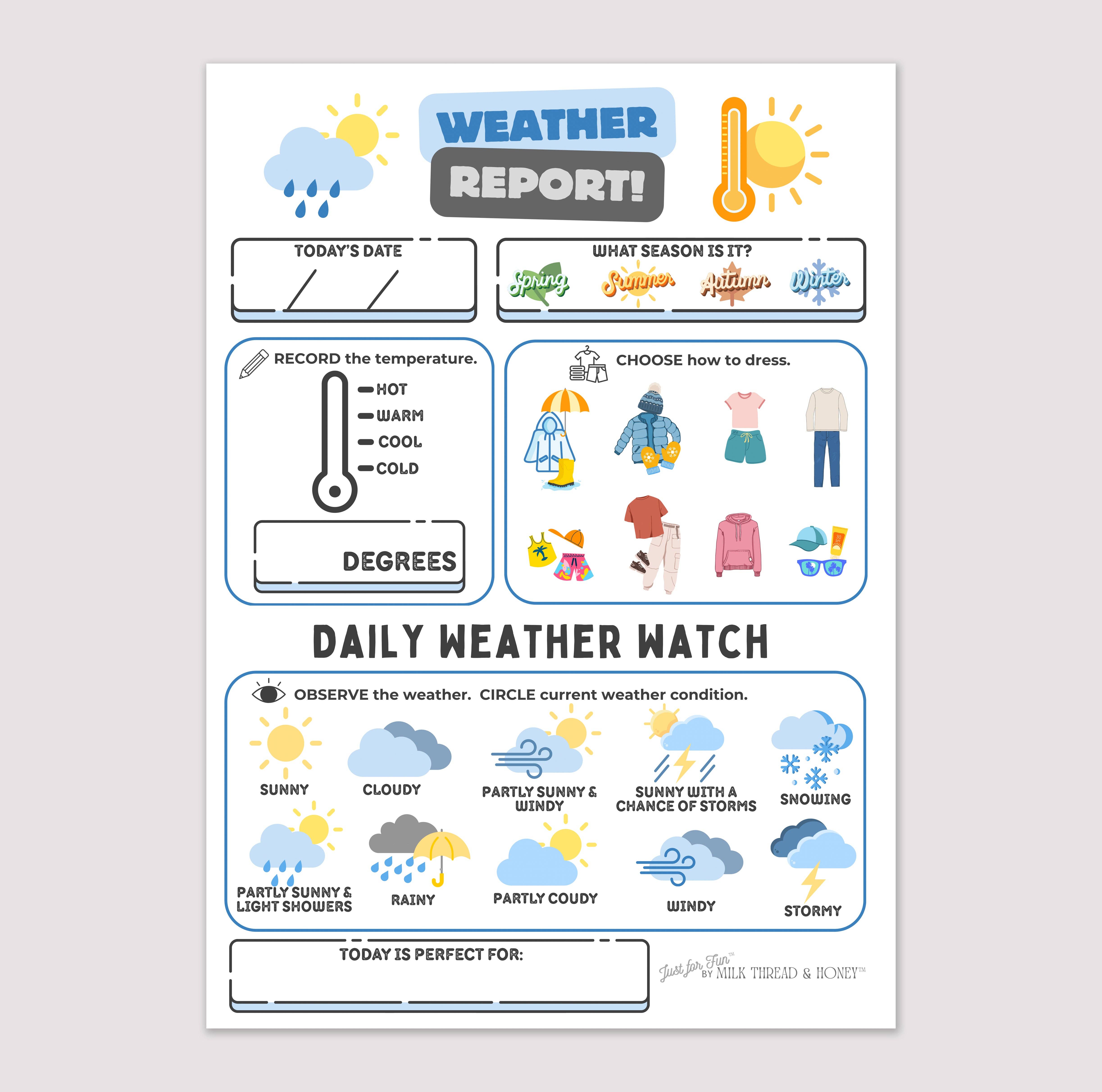 Milk Thread and Honey - Wholesale Notepad - Pretend Play Weather Report Notepad0