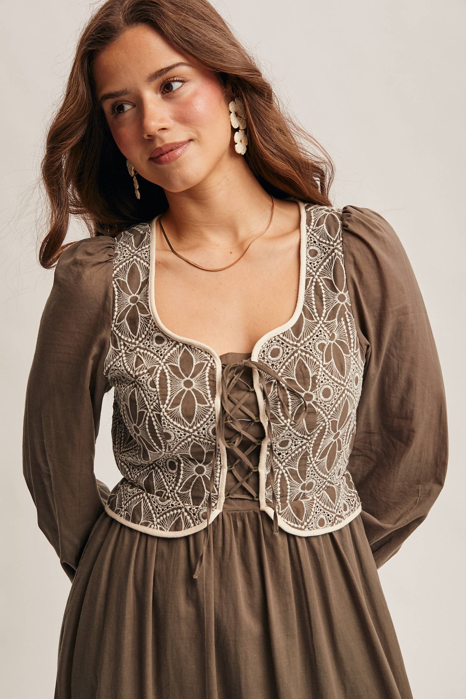 Forte - Wholesale Dress - Women's - Embroidered Bodice Maxi Dress FD002015