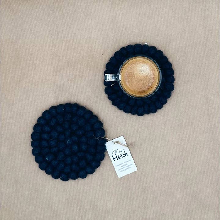 New Heidi - Wholesale Coasters - Set of 2 "ball" felt coasters - New Heidi2