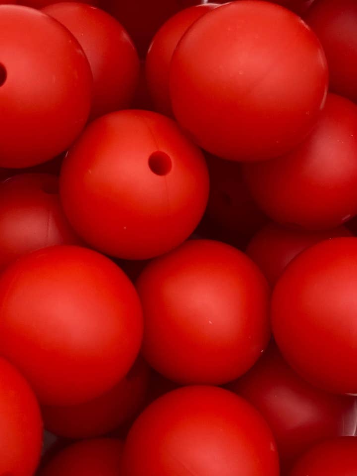 25 Christmas Red Solid Round Silicone Beads - 15mm for wholesale by ASAP Craft Supplies