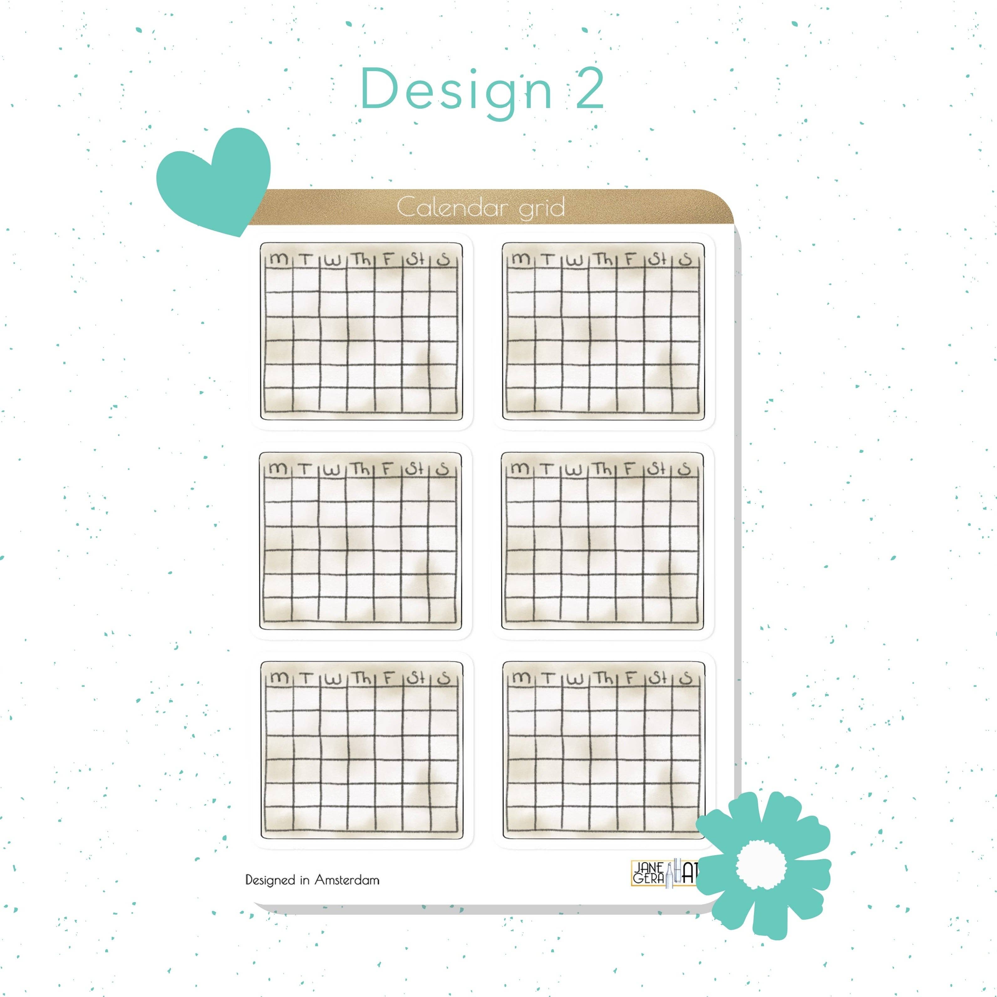 Art Bujo Boutique - Wholesale Sticker - Blank calendar grid planner stickers1