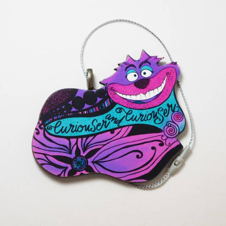 Cheshire Cat Ornament, Alice's Wonderland, Curiouser Cat for wholesale by Katekreates
