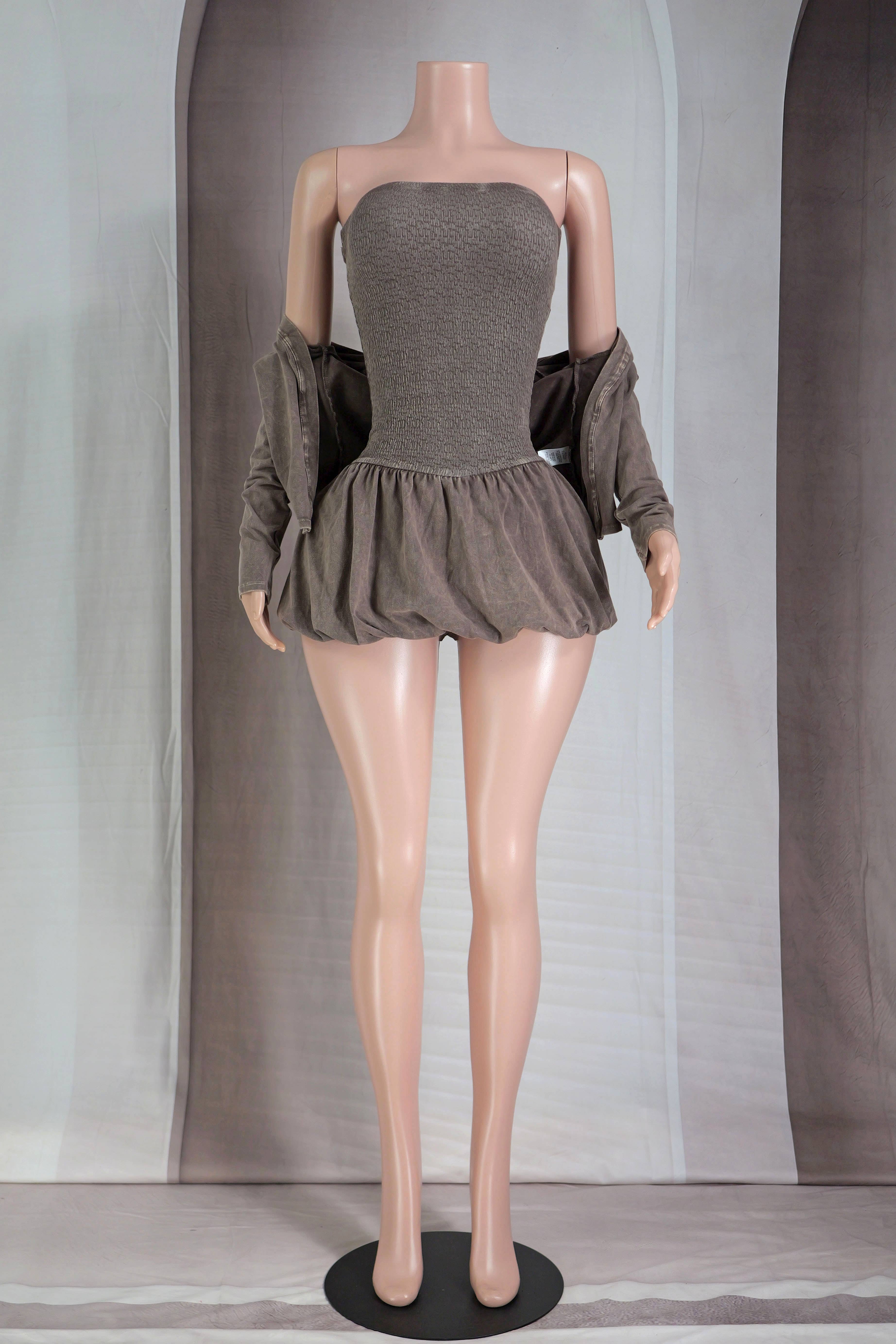 Kokos ÄRMELLOSES SET AUS SEIFENBLASEN UND JACKEN IN MINERALWASCHFORM für den Großhandel auf Faire2