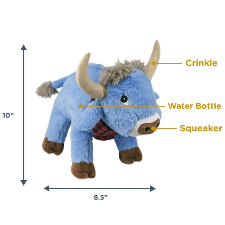 Tall Tails - Wholesale Pet Plush Toy - Dog - Crunch Plush Blue Ox Dog Toy - 10"