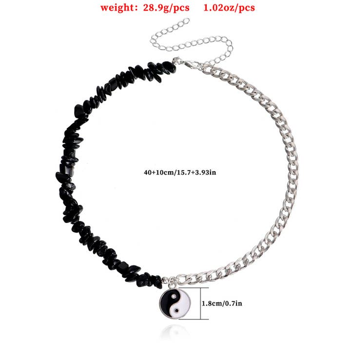 Gemscape UK - Wholesale Beaded/Pearl Necklace - Yin-Yang Chunky Sweater Stylish Trendy Boho Beach Chain Girl
