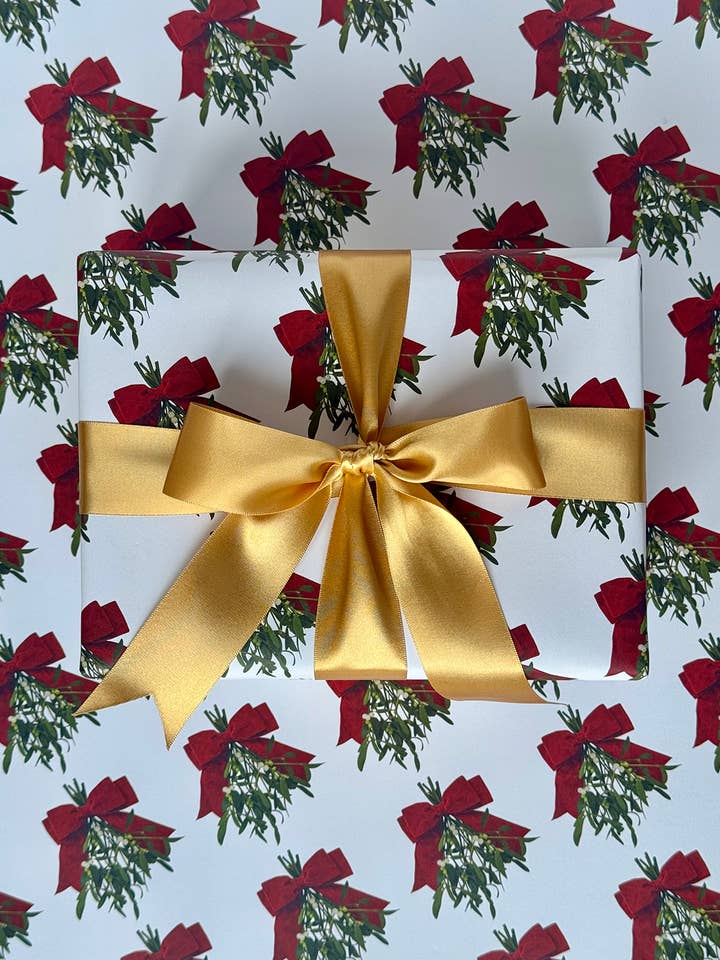 Mistletoe & Bow Wrapping Paper for wholesale by Canonbury Press