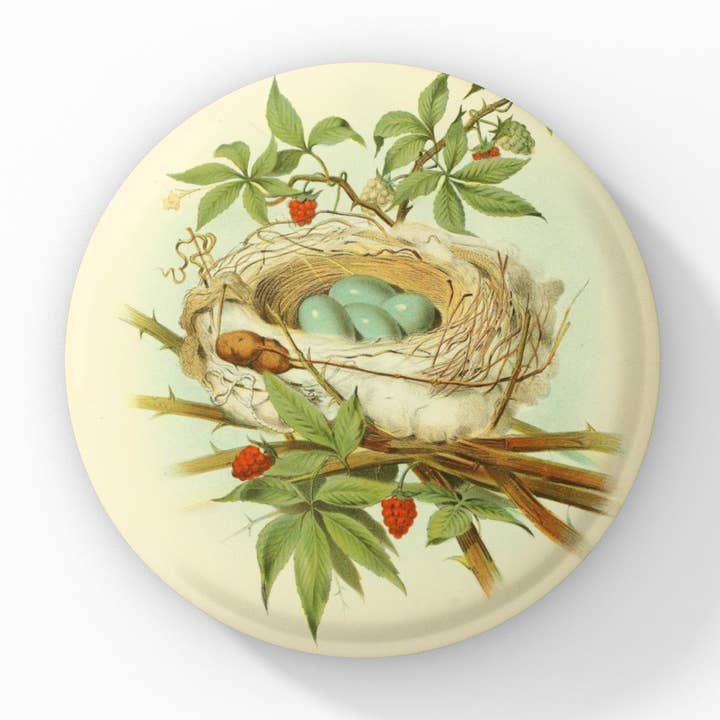 Catbird Bird Nest Pin, Bird Nest Keychain, Bird Nest Magnet for wholesale by NatureCuts