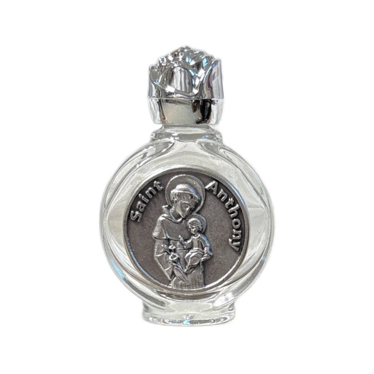 Oremus Mercy - Wholesale Travel Container - Holy Water Bottle - St. Anthony w/ Rose Top    2.5"0