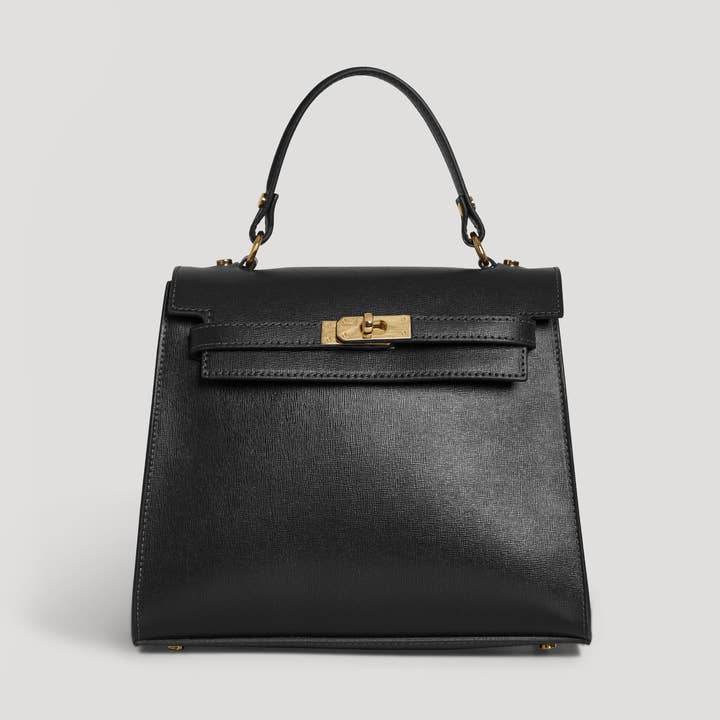 Voemièn - Wholesale Top Handle Bag - Women's - Zaira Bag in Black Saffiano Leather0