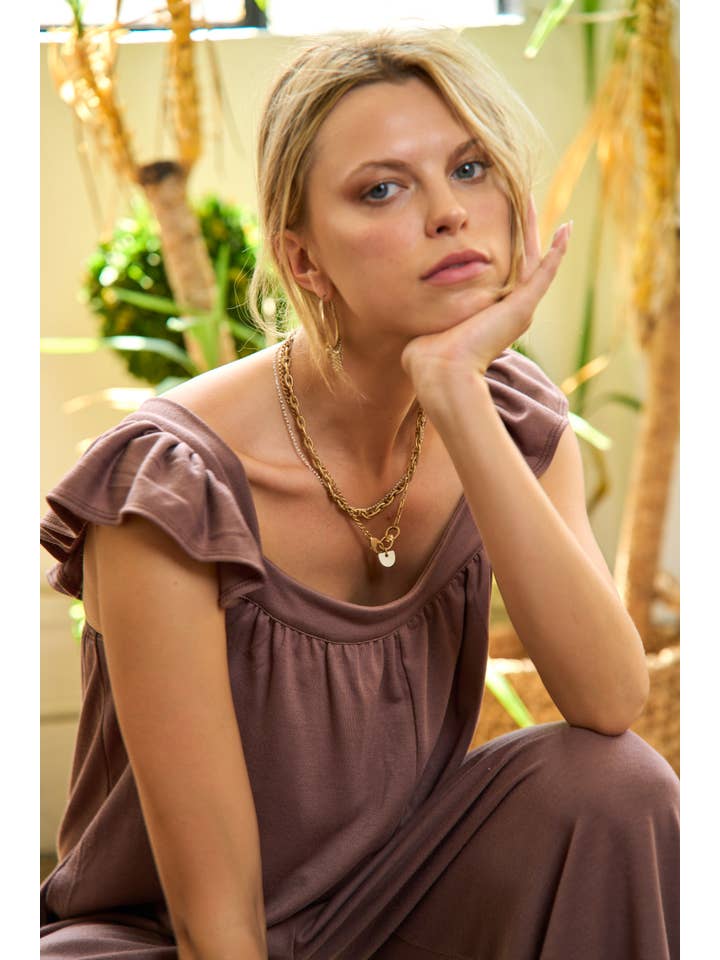 JADE BY JANE - Wholesale Jumpsuit - Women's - Ruffle Knit Maxi Jumpsuit KRJ8050-14