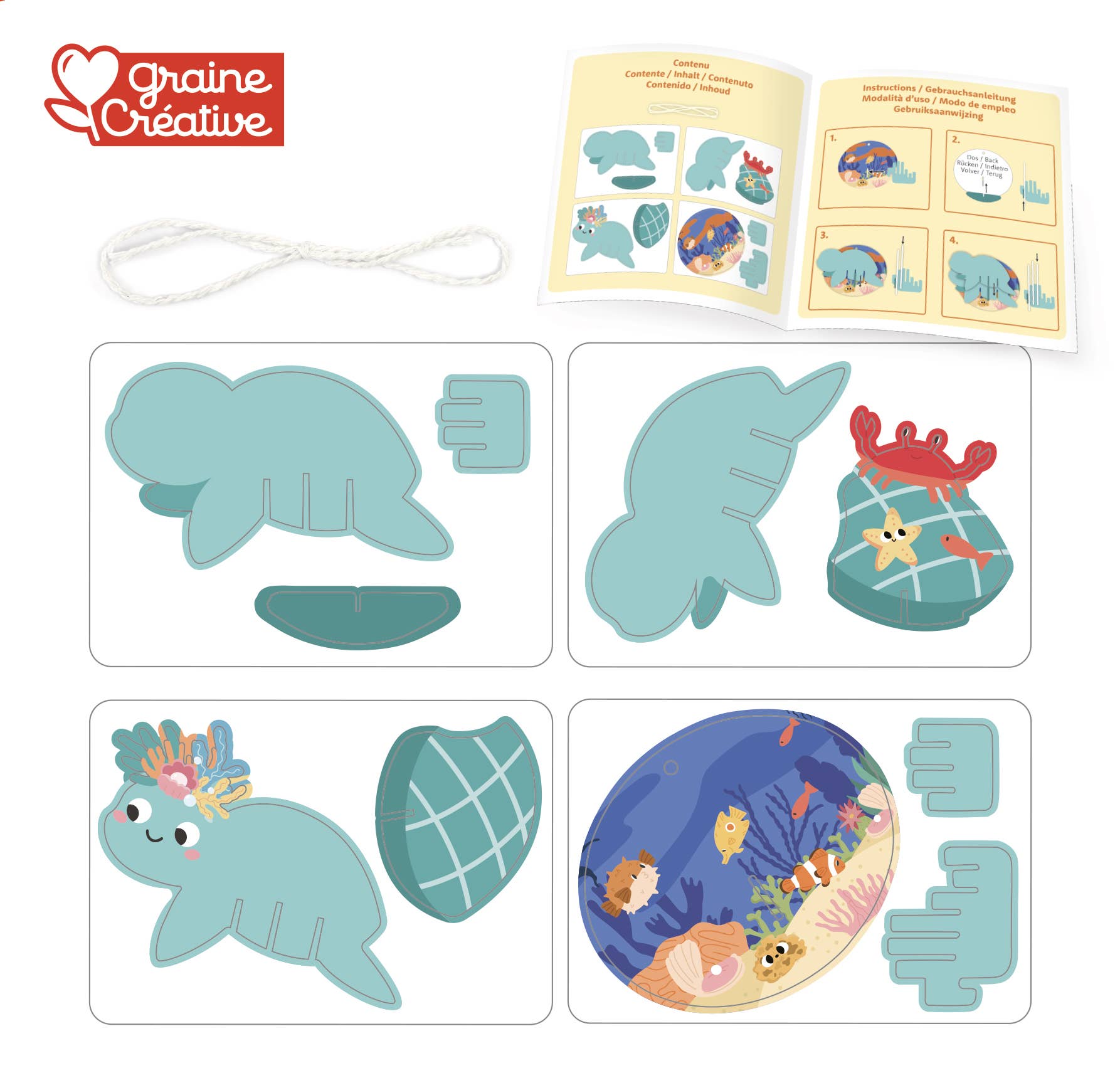 Graine Créative - Wholesale DIY Craft Kit - Kids - 3D CARDBOARD TURTLE HANGING MODEL8