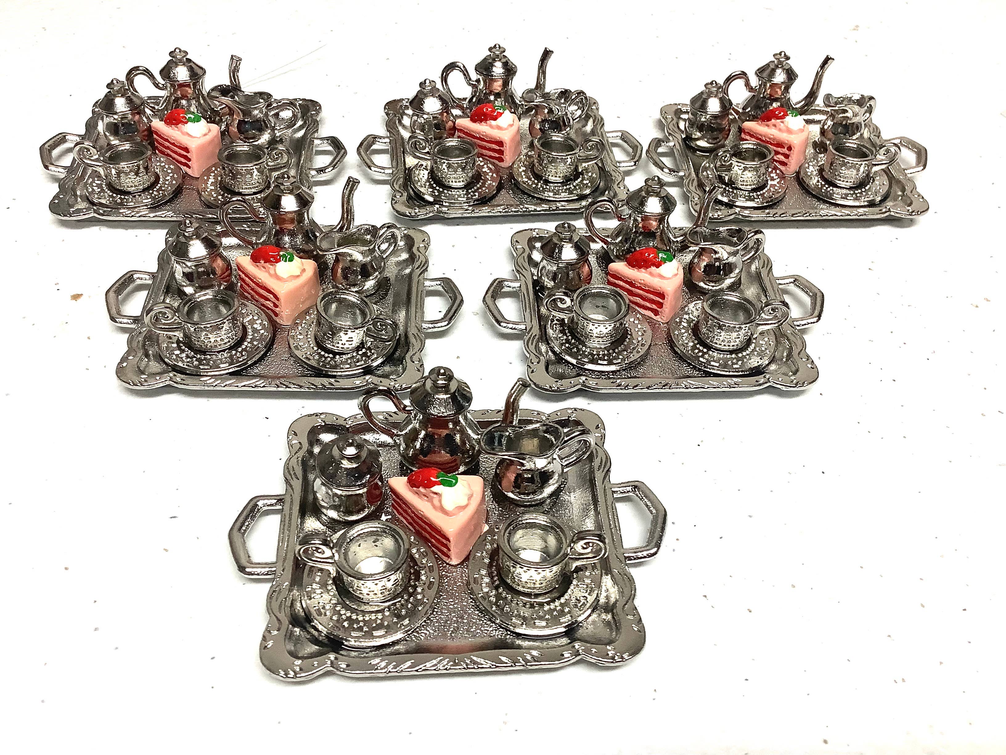 All Little Cute Things - Wholesale Ornament - Afternoon Tea Set with Tray Ornament, Holiday Decor1