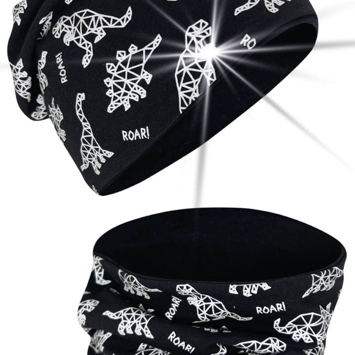 HECKBO - Wholesale Beanie - Kids - 360° Reflector Beanie & Loop - Dinosaurs - Jersey inside0