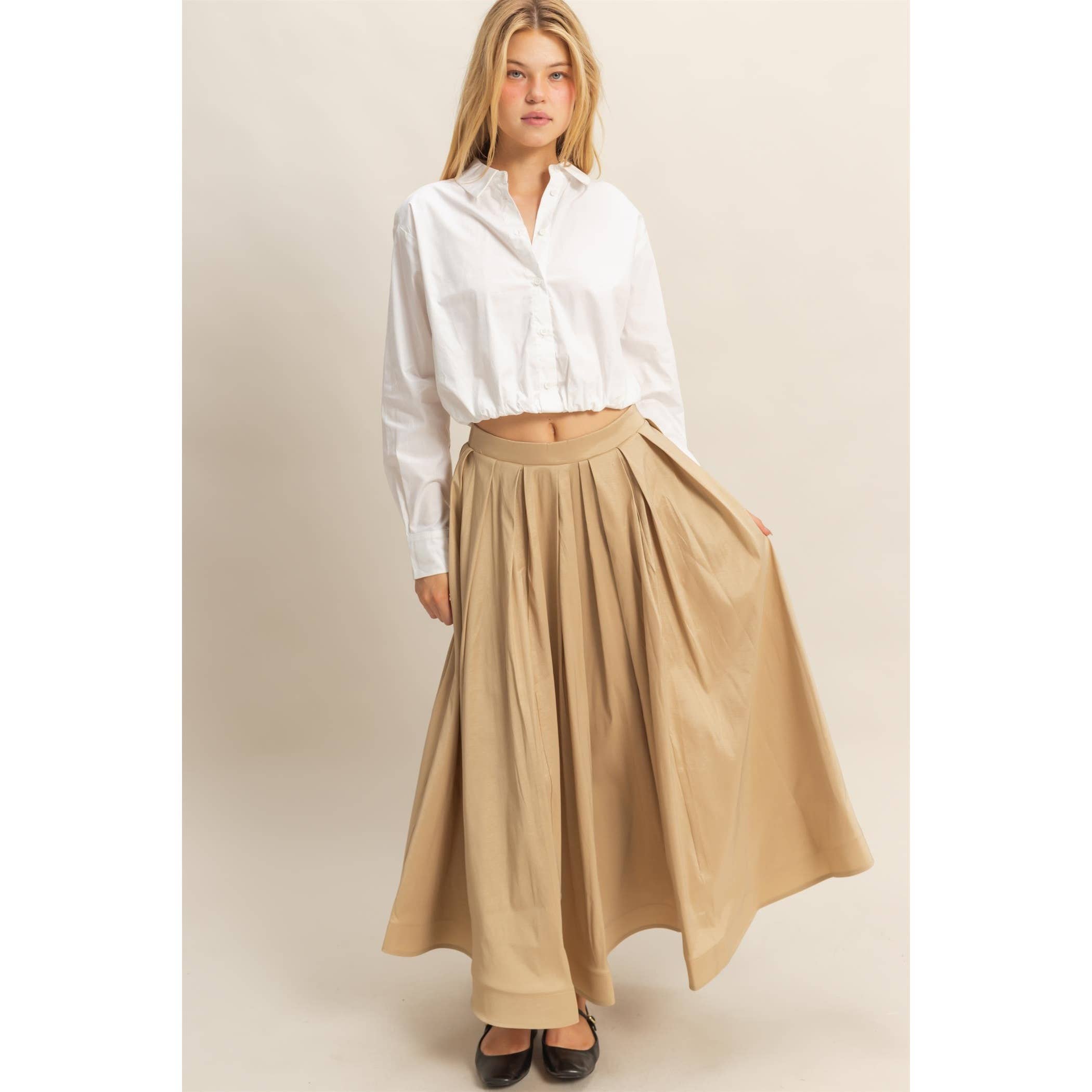 HYFVE - Vendita all'ingrosso Gonna - Donna - Gonna midi a pieghe classica a trapezio12