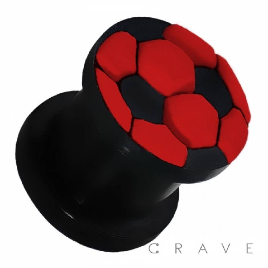 CRAVE – wholesale Ansikts-/kroppskedja – FOTBOLL FLEXIBEL SILIKON DUBBEL FLARE SVART PLUGG0