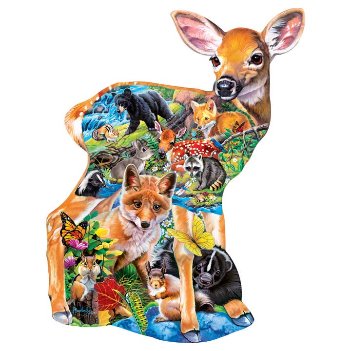 Masterpieces Puzzles - Wholesale Puzzle - Kids - Fawn Friends - 100 Piece Shaped Puzzle