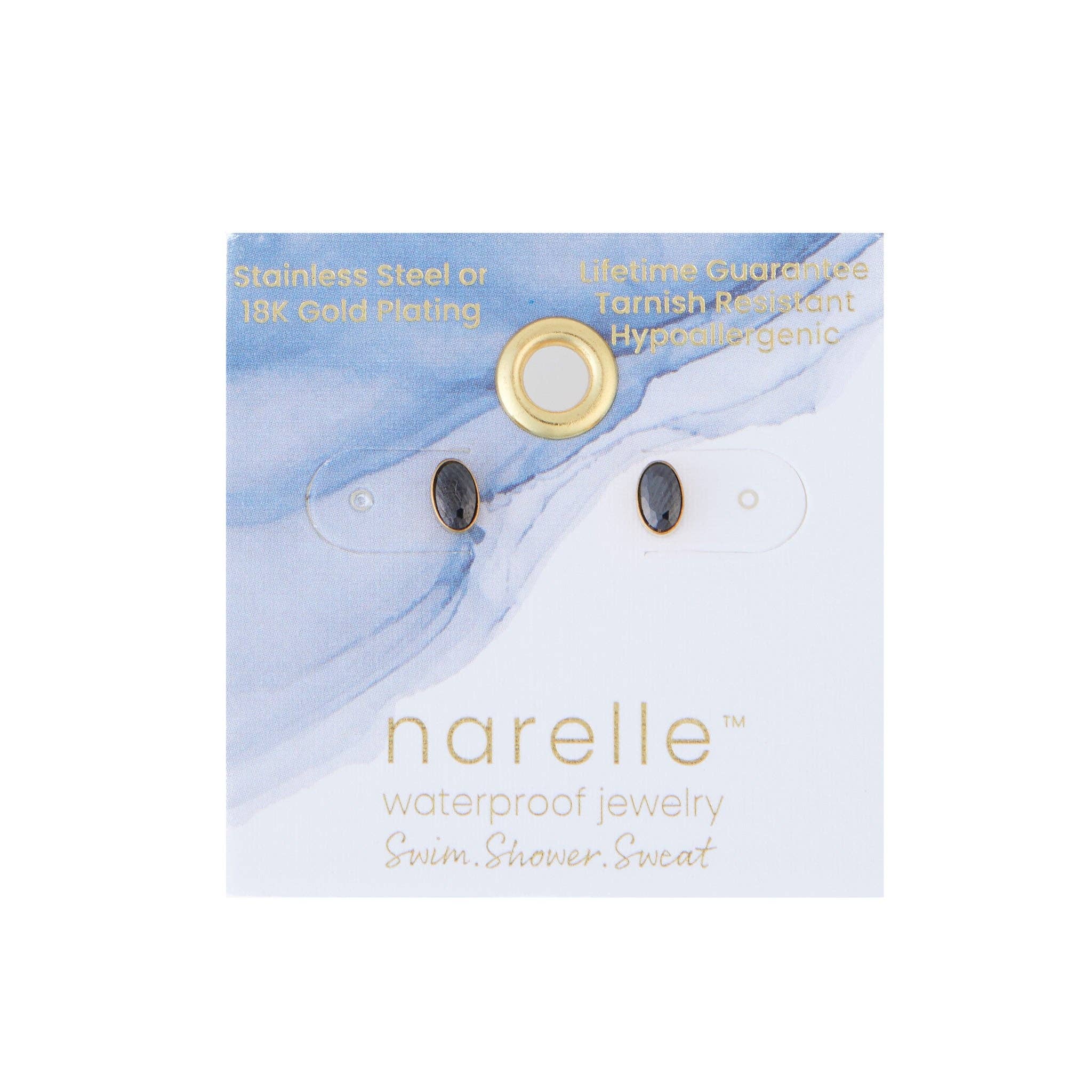 Elsie & Zoey - Wholesale Stud/Post Earrings - Waterproof Earring Narelle Oval Cubic Zirconia 18K Gold Stud10