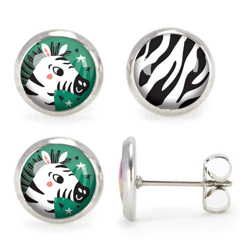 Zebra/Stripe Kinderohrringe — Silber für den Großhandel von Les Minis d'Emilie Fiala