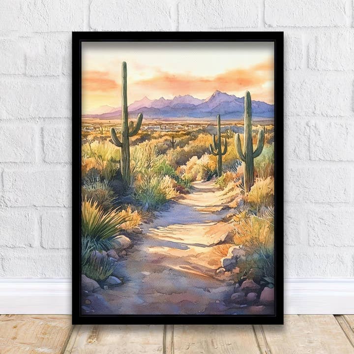 Scottsdale Arizona Watercolor Painting Desert Art Scottsdale Poster Scenic Arizona Watercolor Decor for wholesale by InkNPrintz