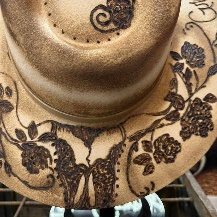 Feathered Gypsy Custom Hats and Boutique - Wholesale Cowboy Hat - Women's - Grit and Grace Custom Burned Rancher