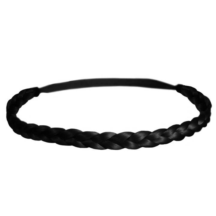 Mia Thick Braidie 1/2" Braided Headband - Black for engroshandel hos Mia
