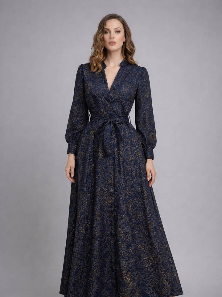 T2611 EVENING BLOOM METALLIC FLORAL DRESS for wholesale by N by Nancy