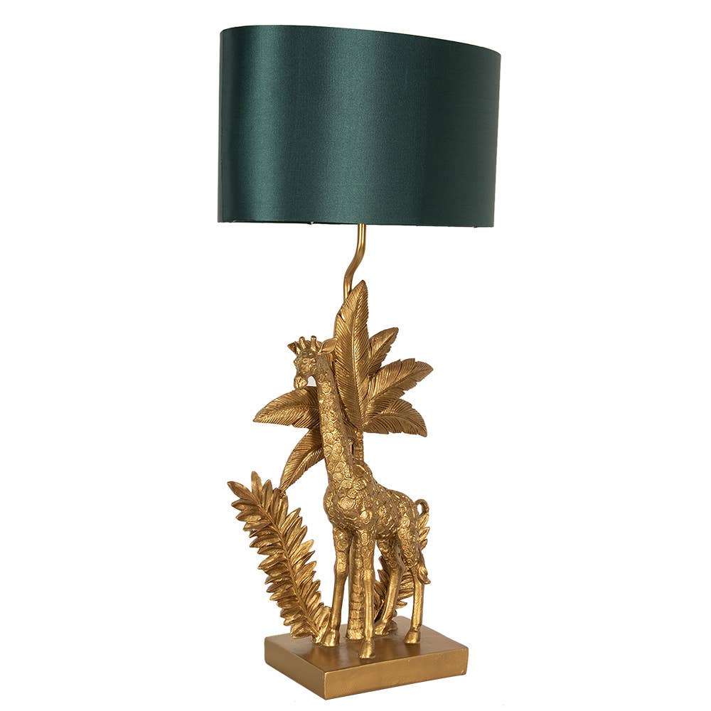 Clayre &amp; Eef – Engroshandel Skrivebordslampe – 5LMC0023 Bordlampe Giraf 33x20x67 cm Guldfarvet Grøn1