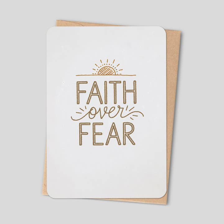 Fe en lugar de miedo – Tarjeta de felicitación cristiana inspiradora para venta al por mayor de Little Prayer Tea Company