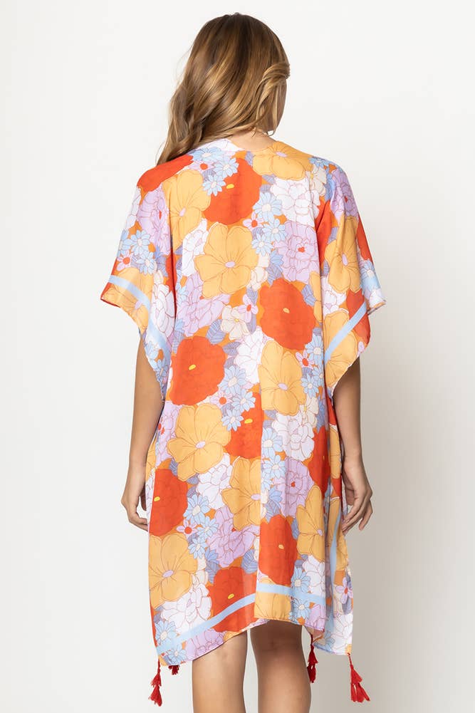 Hana - Wholesale Swim Cover Up - Women's - Floral Print Tassel Summer Kimono Cover Up7