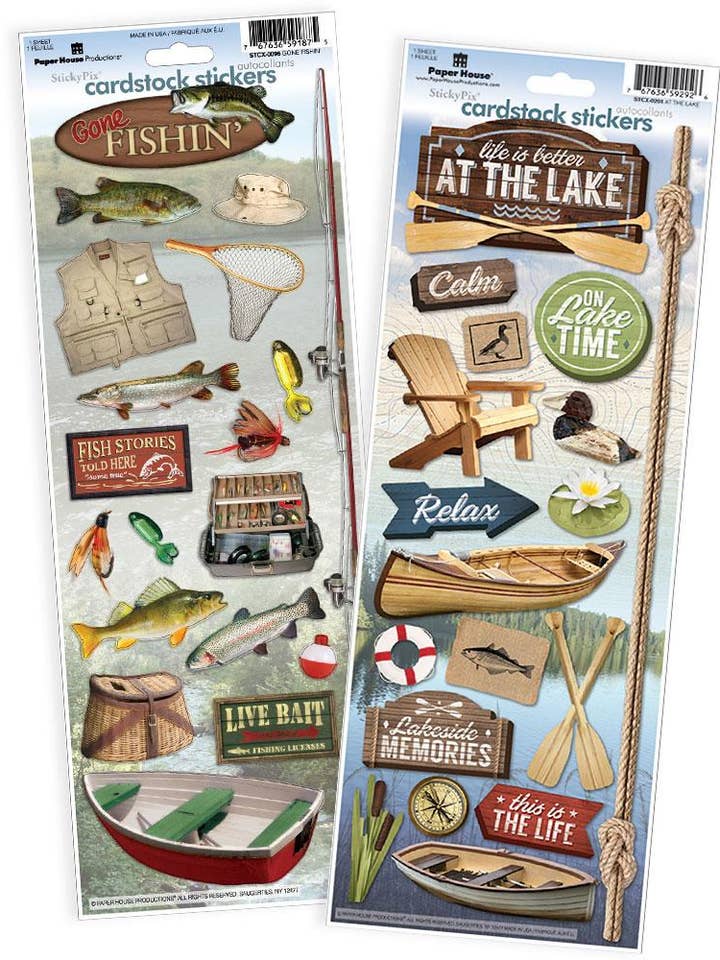 Fishing/Lake Cardstock Sticker 2pk for wholesale by Paper House Productions