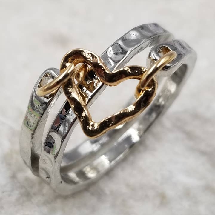 Coração Duplo - Anel do Dia dos Namorados por atacado de Treasure Wholesale