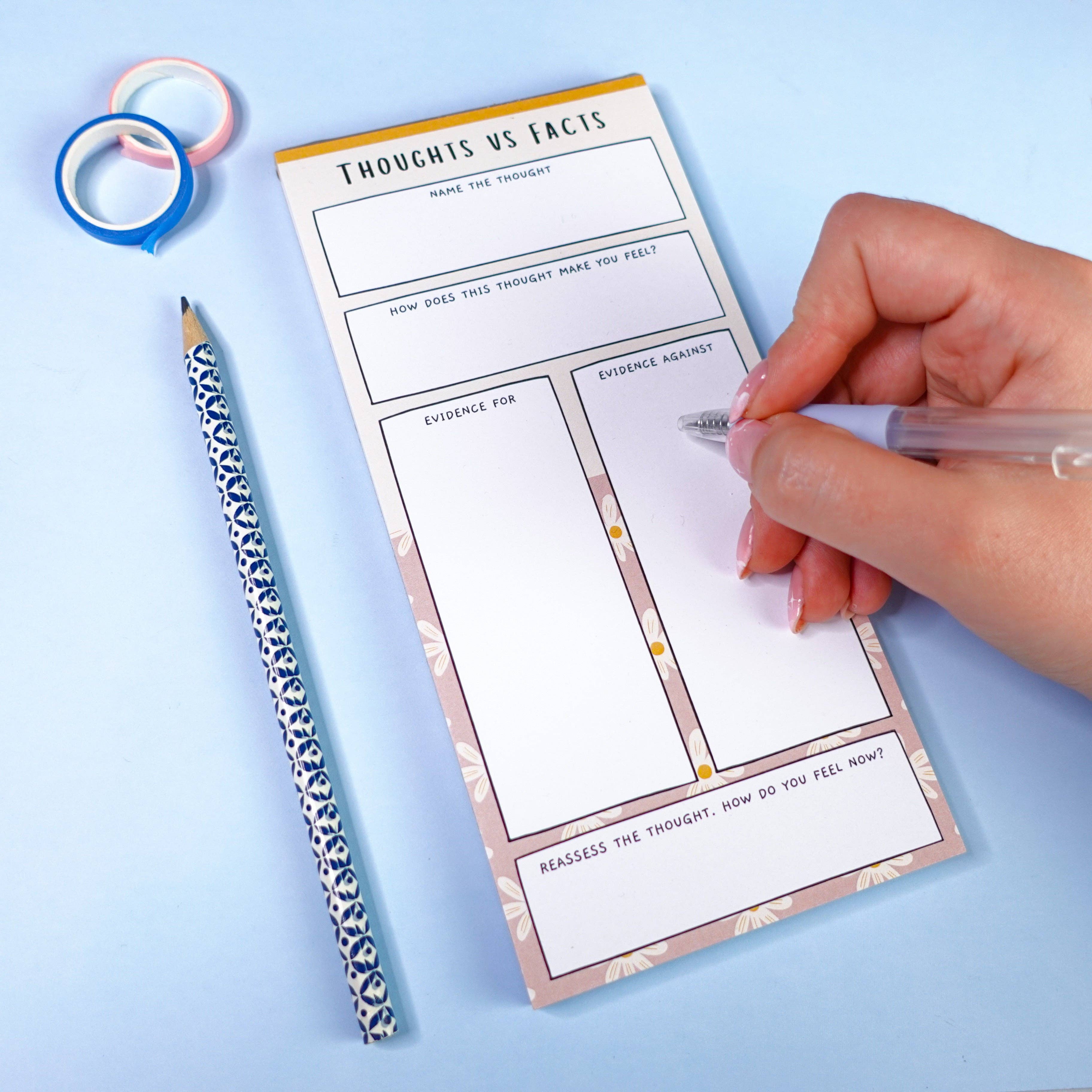 Sunshine Lane - Wholesale Notepad - Thoughts vs Facts Notepad - Challenge Negative Thoughts5