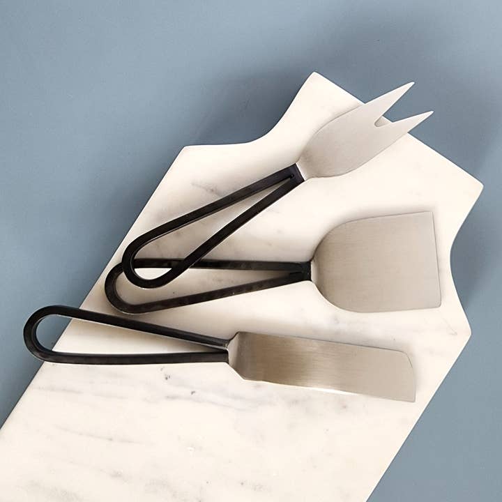 Gibb & Daan - Wholesale Cheese Spreader - Loop Cheese Knife Set - Gold, Black & Rose Gold Handles8