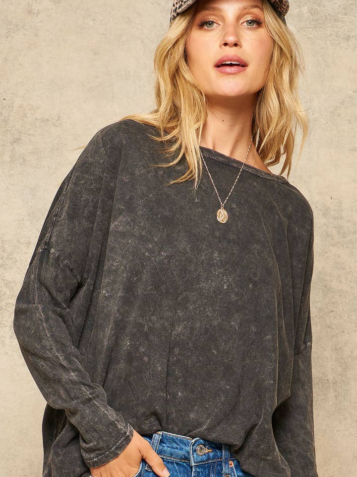 Mineral Washed Vintage Oversize Long-Sleeve Tee for wholesale by Vintage Canvas